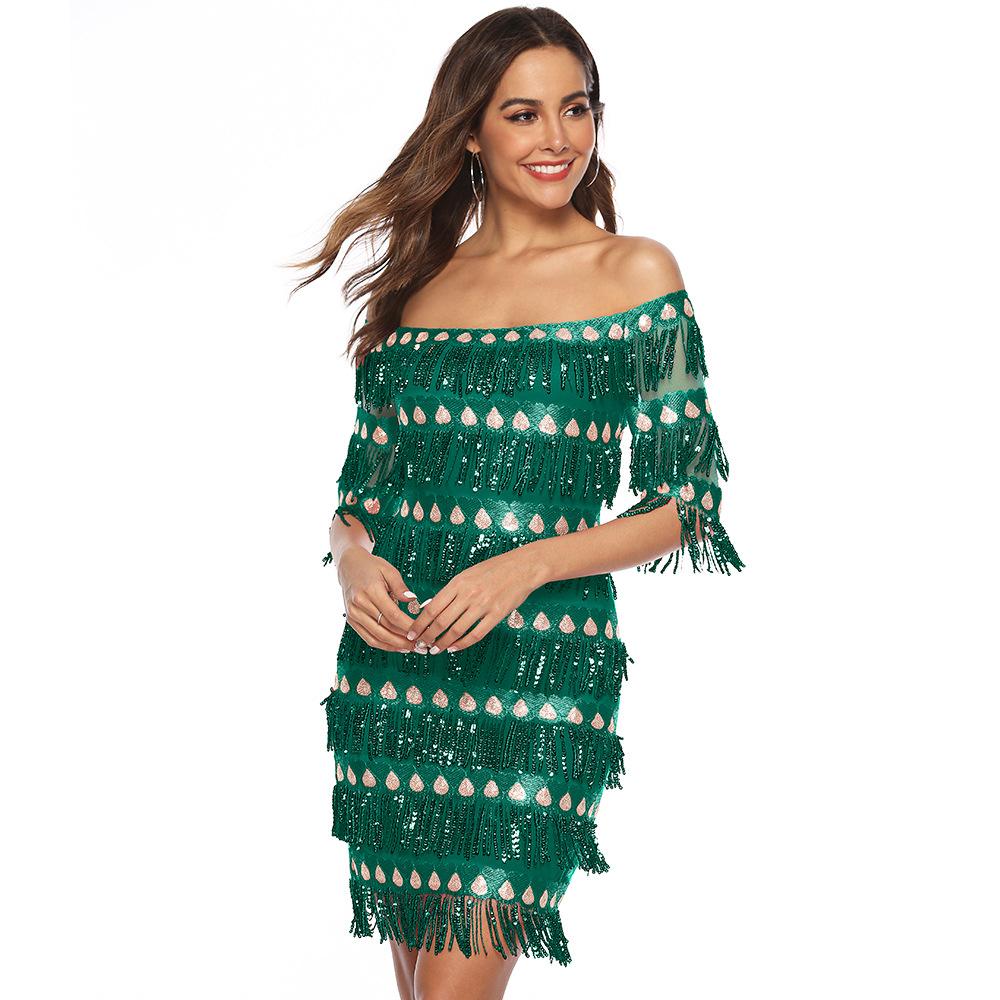 Sexy Off The Shoulder Sequins Party Dresses-STYLEGOING