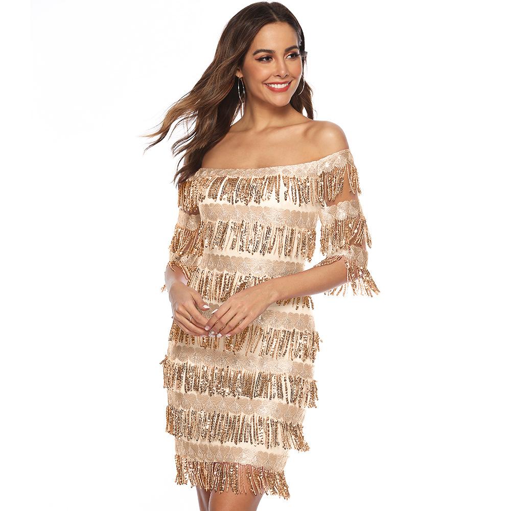 Sexy Off The Shoulder Sequins Party Dresses-STYLEGOING