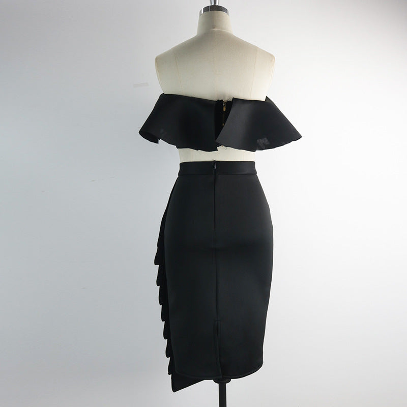 Designed Sexy Strapless Tops and Skirts Sets