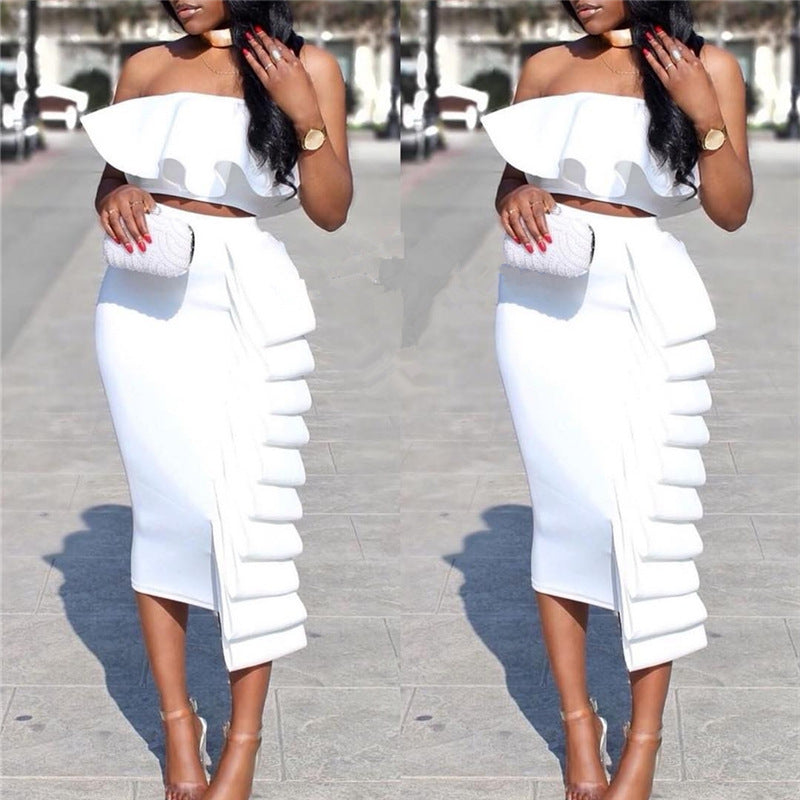 Designed Sexy Strapless Tops and Skirts Sets