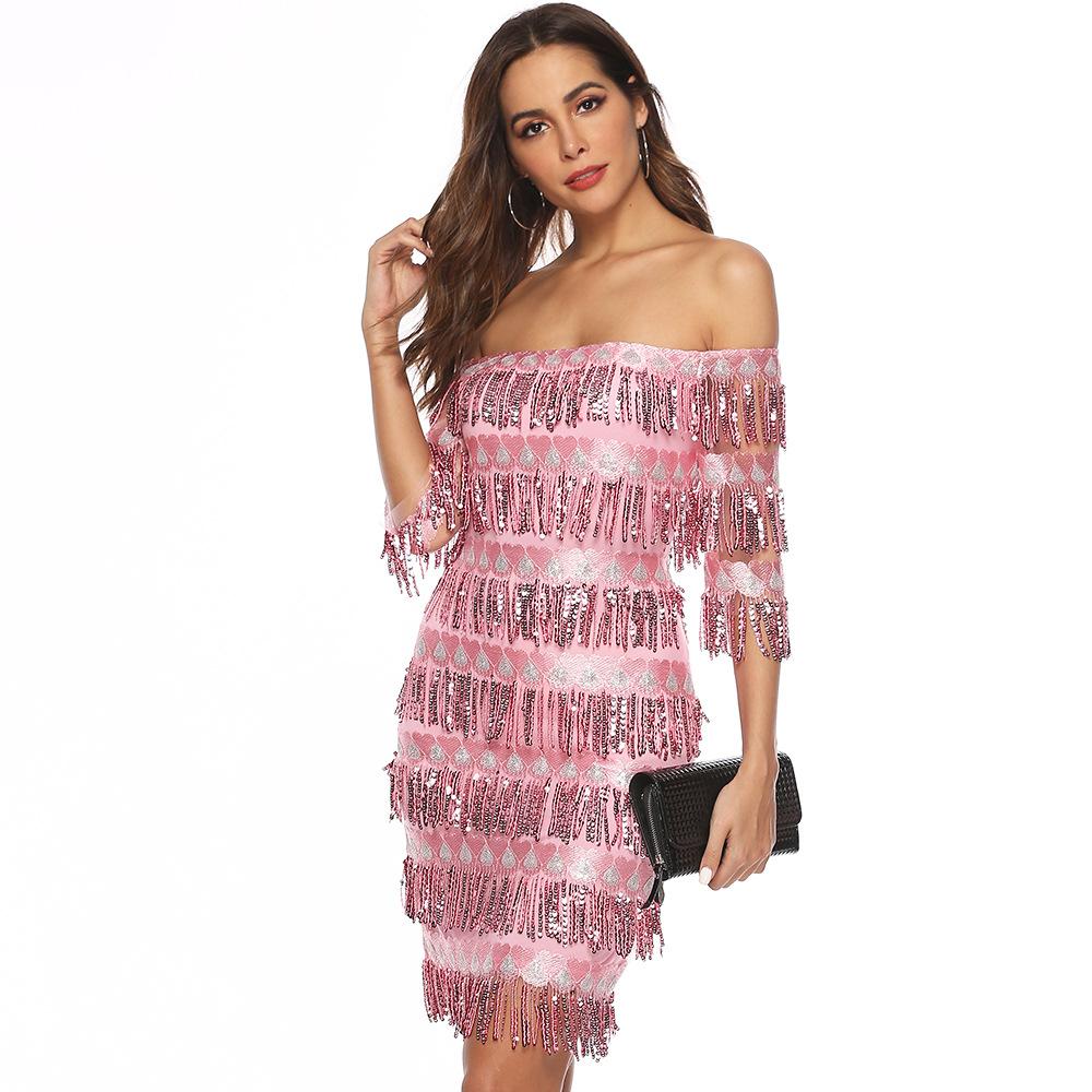 Sexy Off The Shoulder Sequins Party Dresses-STYLEGOING