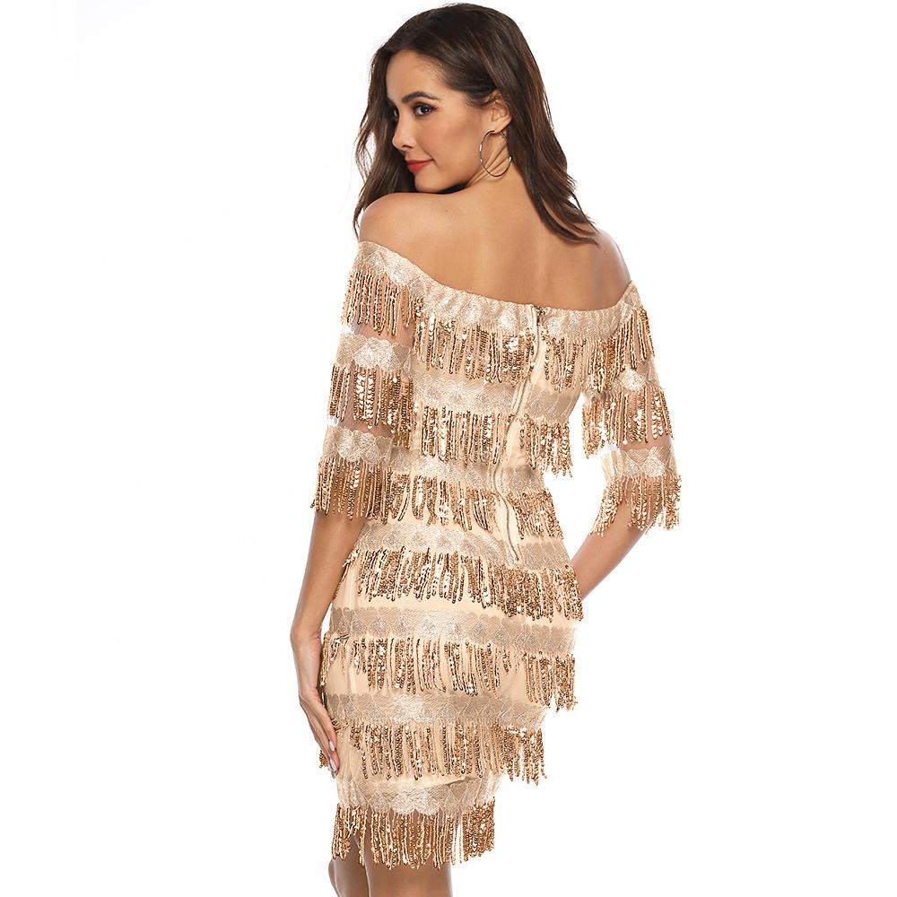 Sexy Off The Shoulder Sequins Party Dresses-STYLEGOING
