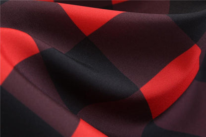 Plaid Print Sleeveless Belt Vintage Dresses-STYLEGOING