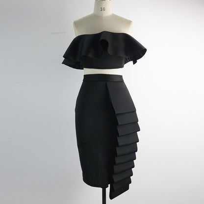 Designed Sexy Strapless Tops and Skirts Sets