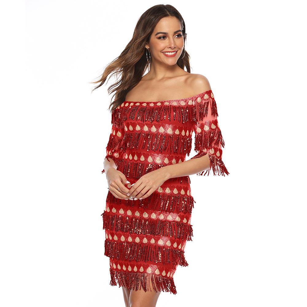 Sexy Off The Shoulder Sequins Party Dresses-STYLEGOING