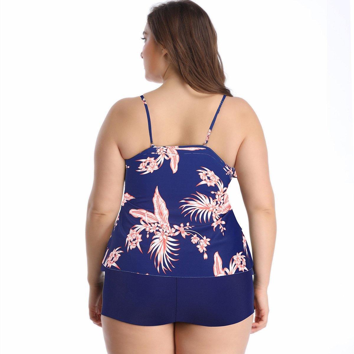 Ruffled Floral Print Plus Size Swimsuits-STYLEGOING