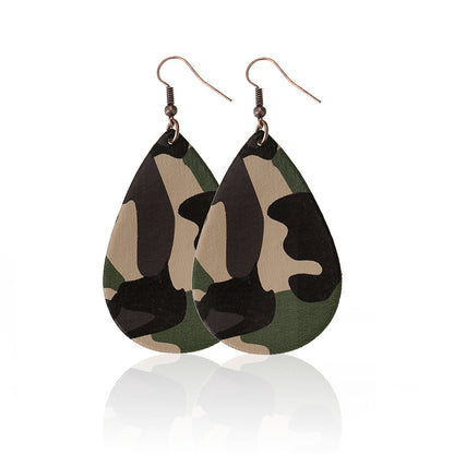 Water Drop Designed Leopare Print Earrings for Women