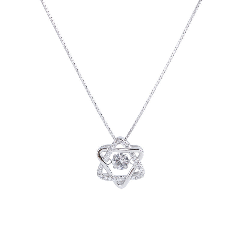 Fashion Hexagram Women Sliver Necklace