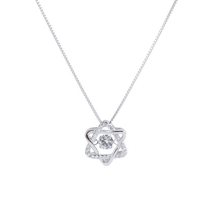 Fashion Hexagram Women Sliver Necklace