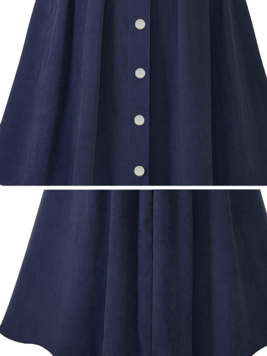 Dark Pink High Waist Elastic Waist Women Skirts for Four Seasons