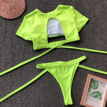 Sexy Short Sleeves Summer Beach Bikini-STYLEGOING