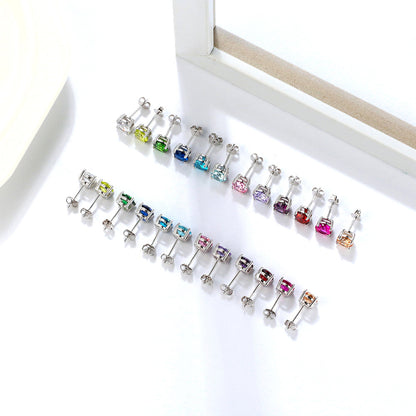 Fashion Sterling Silver Twelve Constellation Earring Studs