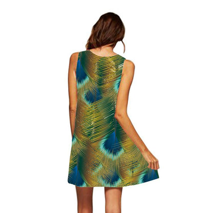 Casual Sleeveless Floral Print Summer Short Dresses