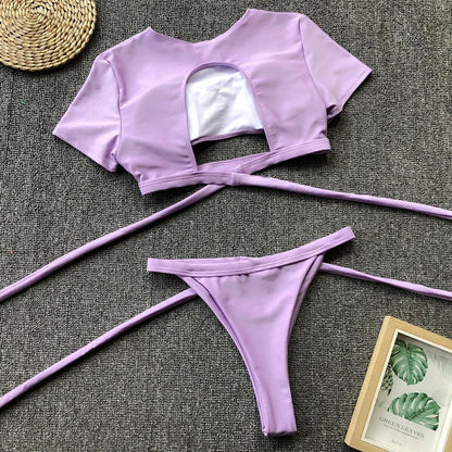 Sexy Short Sleeves Summer Beach Bikini-STYLEGOING