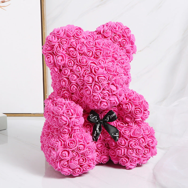 Valentine's Gift Preserved Flowers Rose Bear 25cm