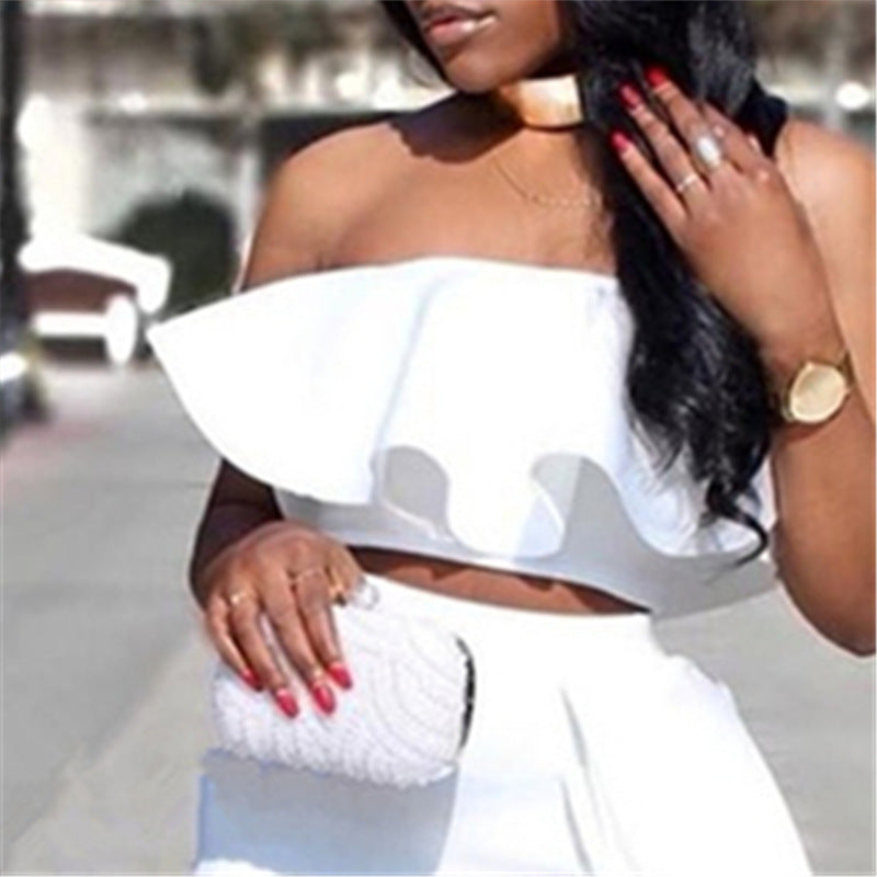 Designed Sexy Strapless Tops and Skirts Sets
