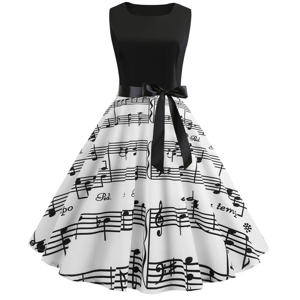 Summer Women Musical Not Sleeveless Dresses-STYLEGOING
