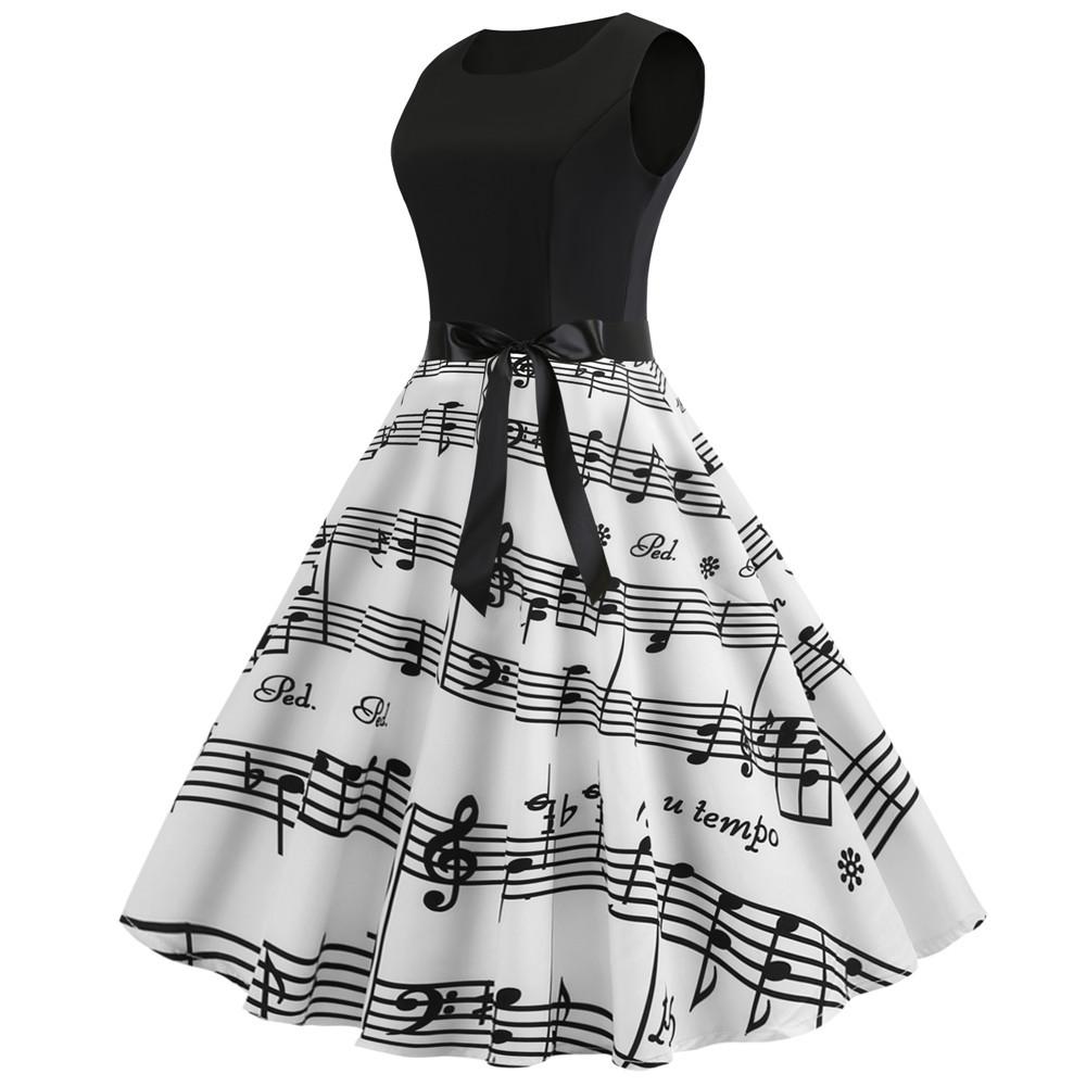 Summer Women Musical Not Sleeveless Dresses-STYLEGOING