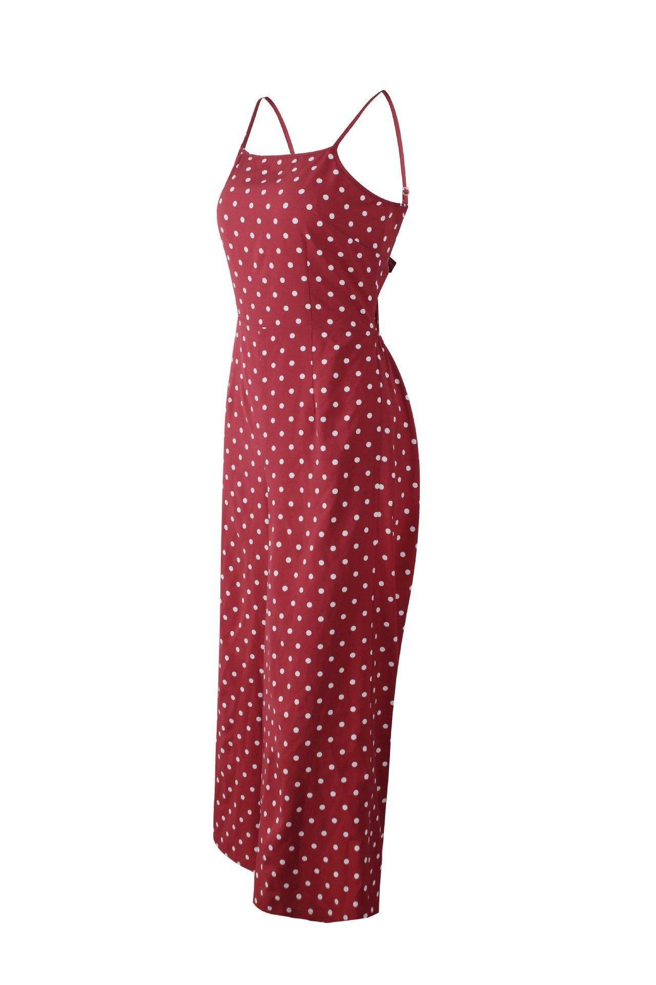 Women Dot Print Summer Jumpsuits-STYLEGOING