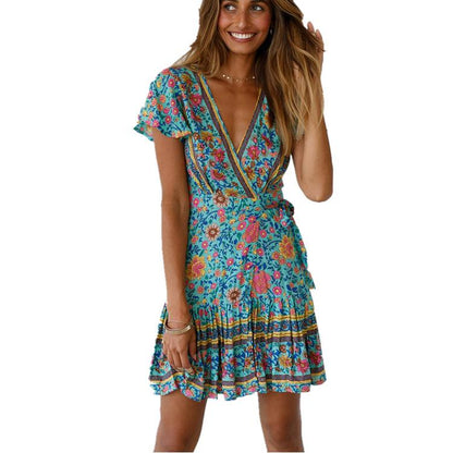 Summer Beach Bohemian Short Dresses-STYLEGOING