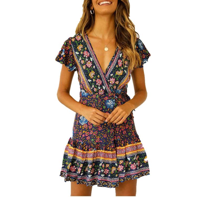 Summer Beach Bohemian Short Dresses-STYLEGOING