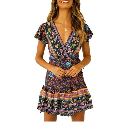 Summer Beach Bohemian Short Dresses-STYLEGOING