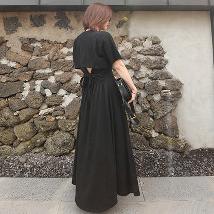 Black Summer Backless Fashion Long Dresses