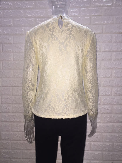 Sexy Women Long Sleeves Lace T Shirts