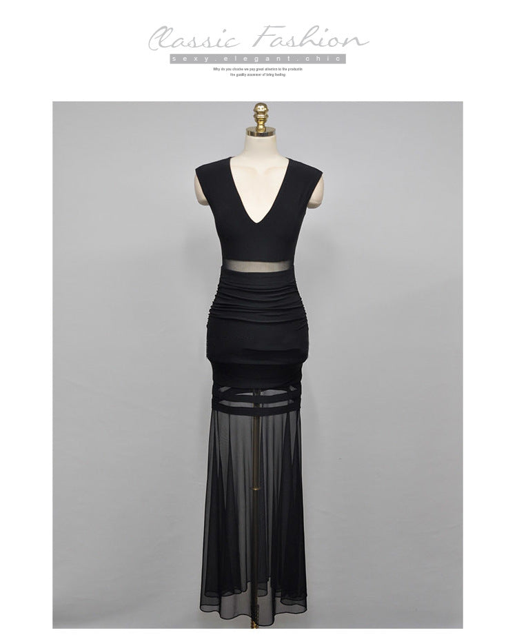 Sexy Black High Waist See Through Mermaid Party Dresses for Women