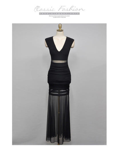 Sexy Black High Waist See Through Mermaid Party Dresses for Women
