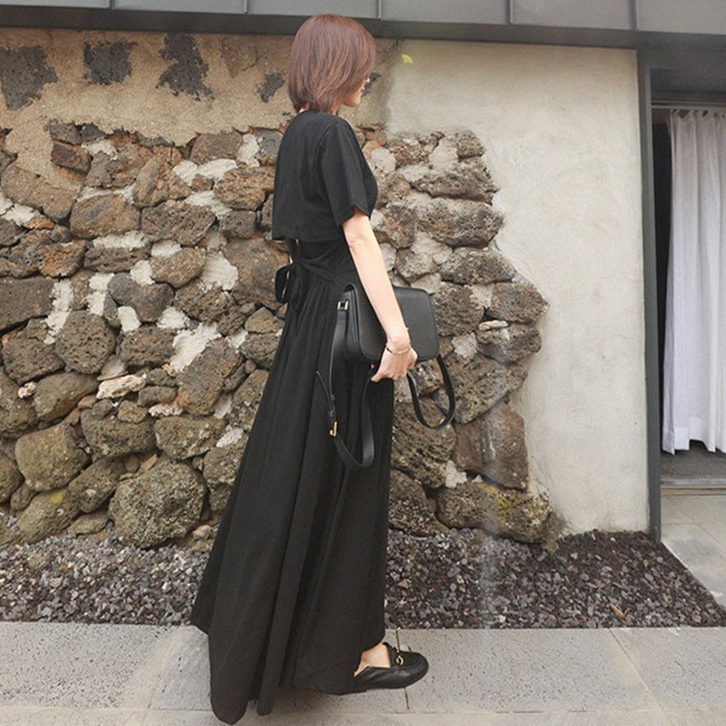 Black Summer Backless Fashion Long Dresses