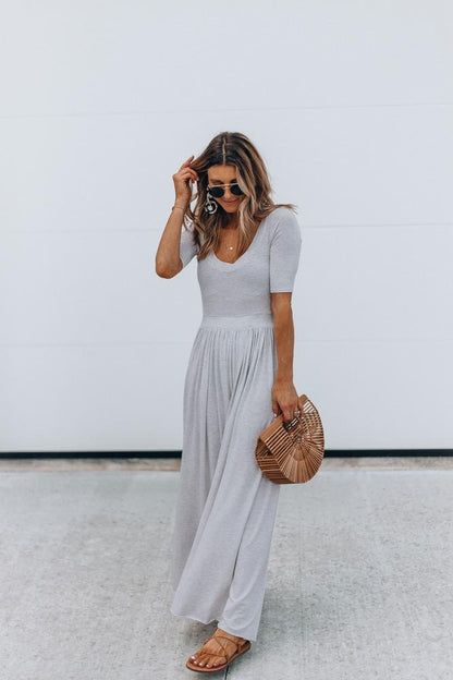 Round Neck Fashion Jumpsuits-STYLEGOING