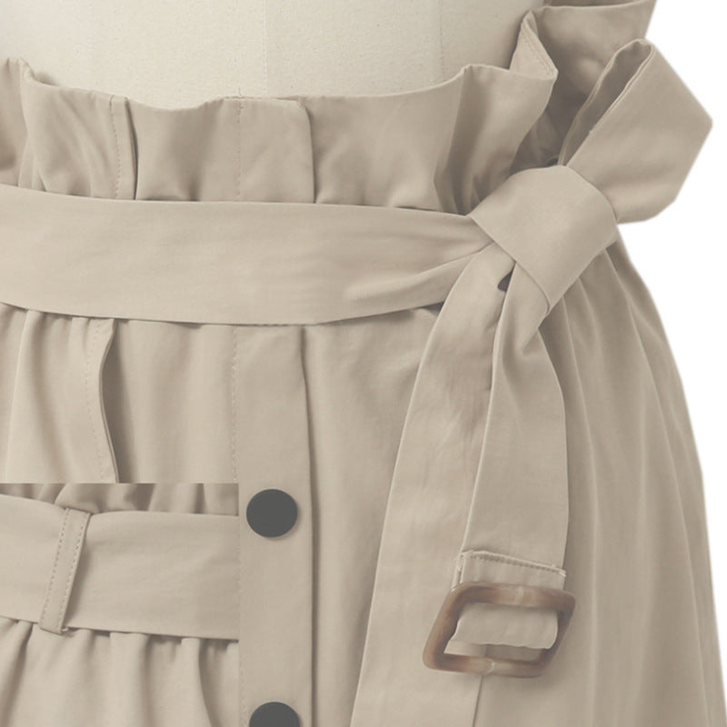 Casual Women High Waist Button Design A Line Skirts