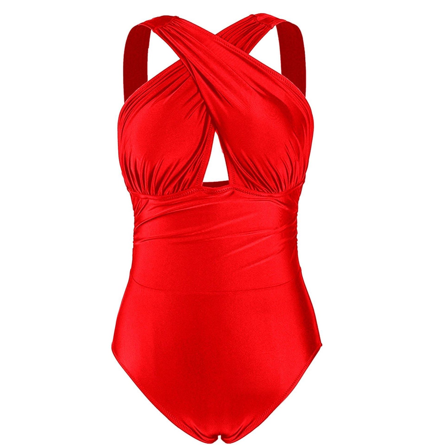 Plus Size Women One Piece Halter Swimsuit-STYLEGOING