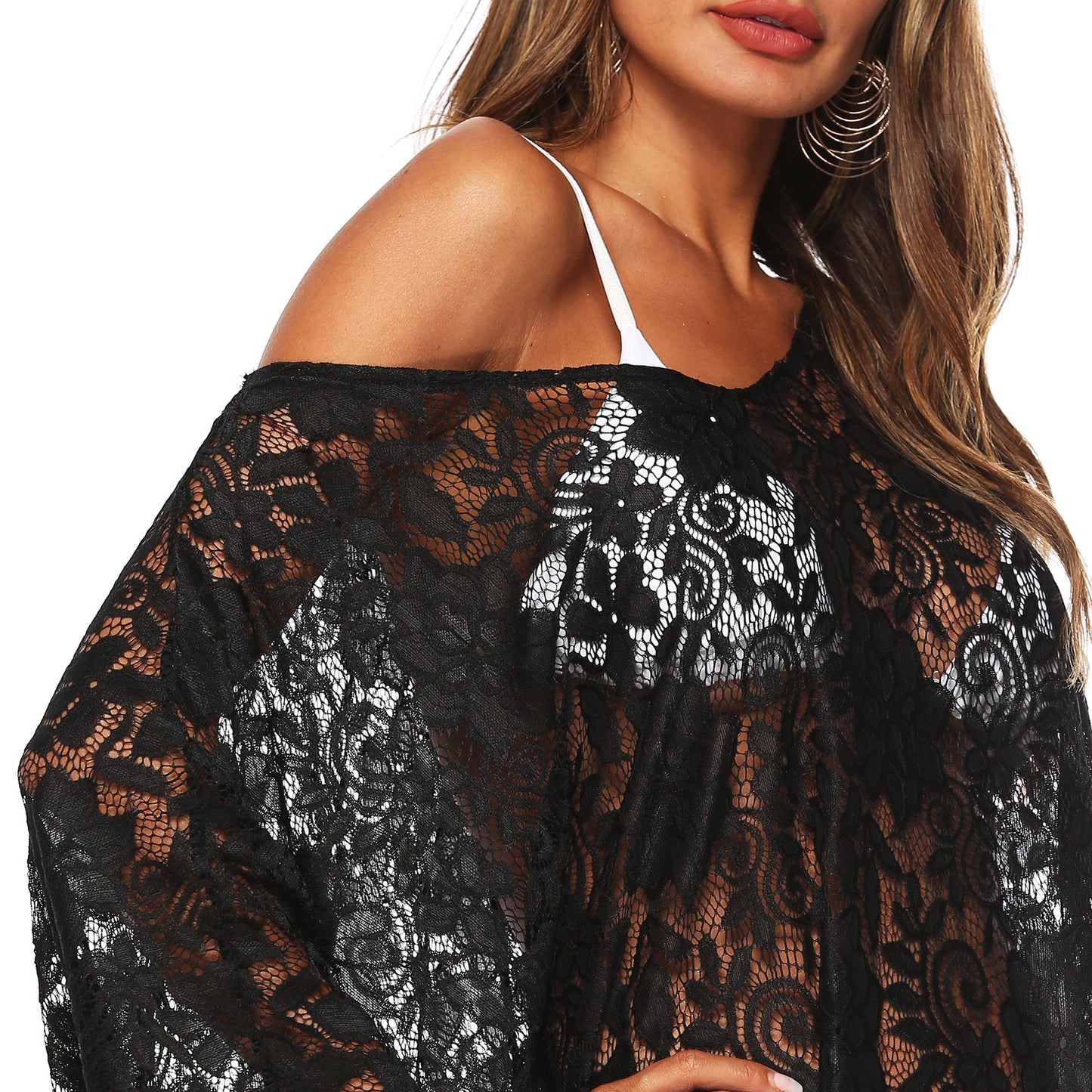 Black Lace See Through Summer Beach Cover Ups