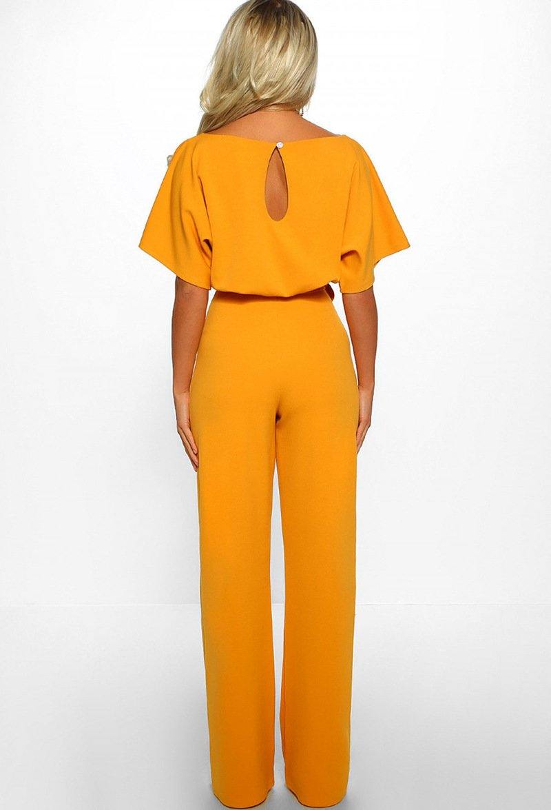 Women Summer Belt Short Sleeves Summer Jumpsuits-STYLEGOING