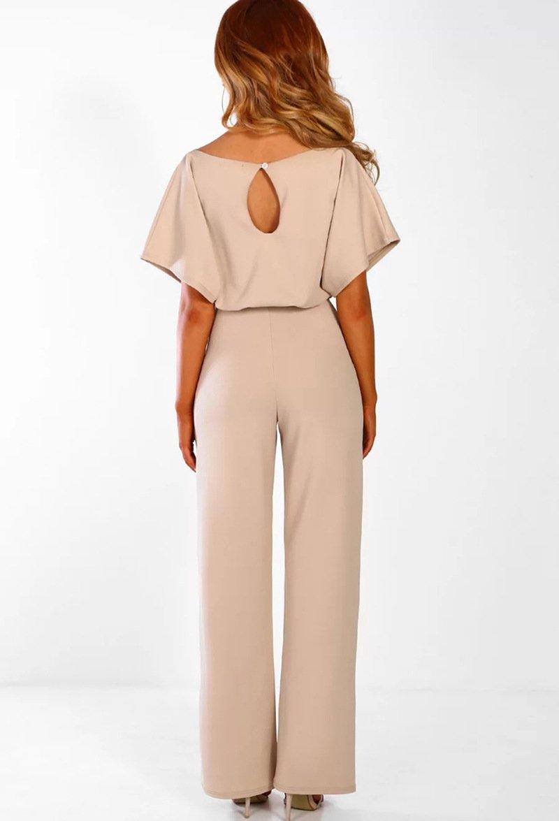 Women Summer Belt Short Sleeves Summer Jumpsuits-STYLEGOING