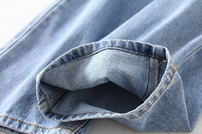 Women Broken Holes High Waist Loose Jeans