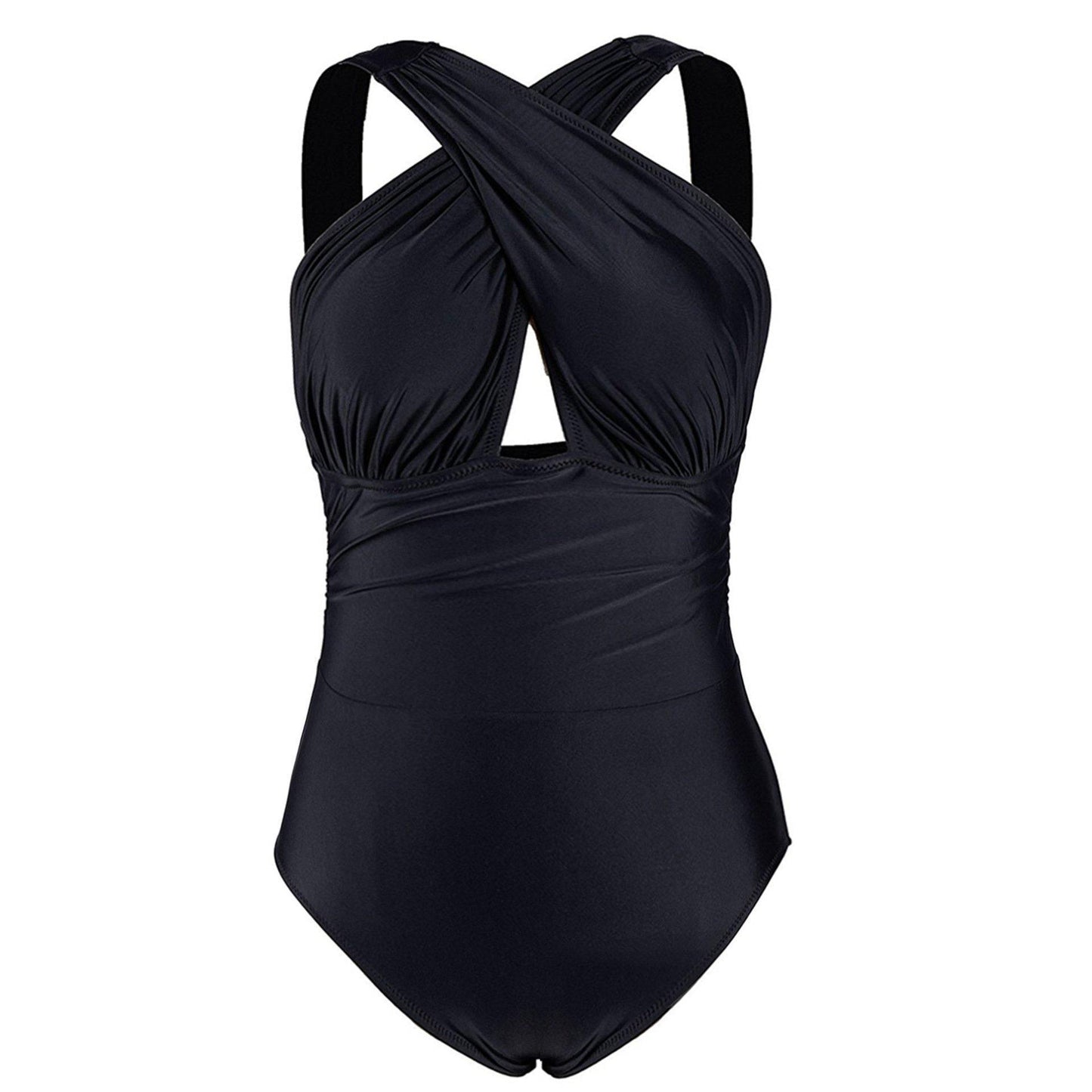 Plus Size Women One Piece Halter Swimsuit-STYLEGOING