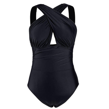Plus Size Women One Piece Halter Swimsuit-STYLEGOING