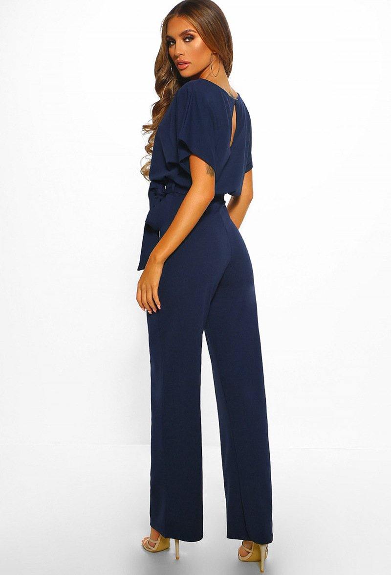 Women Summer Belt Short Sleeves Summer Jumpsuits-STYLEGOING