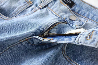 Women Broken Holes High Waist Loose Jeans