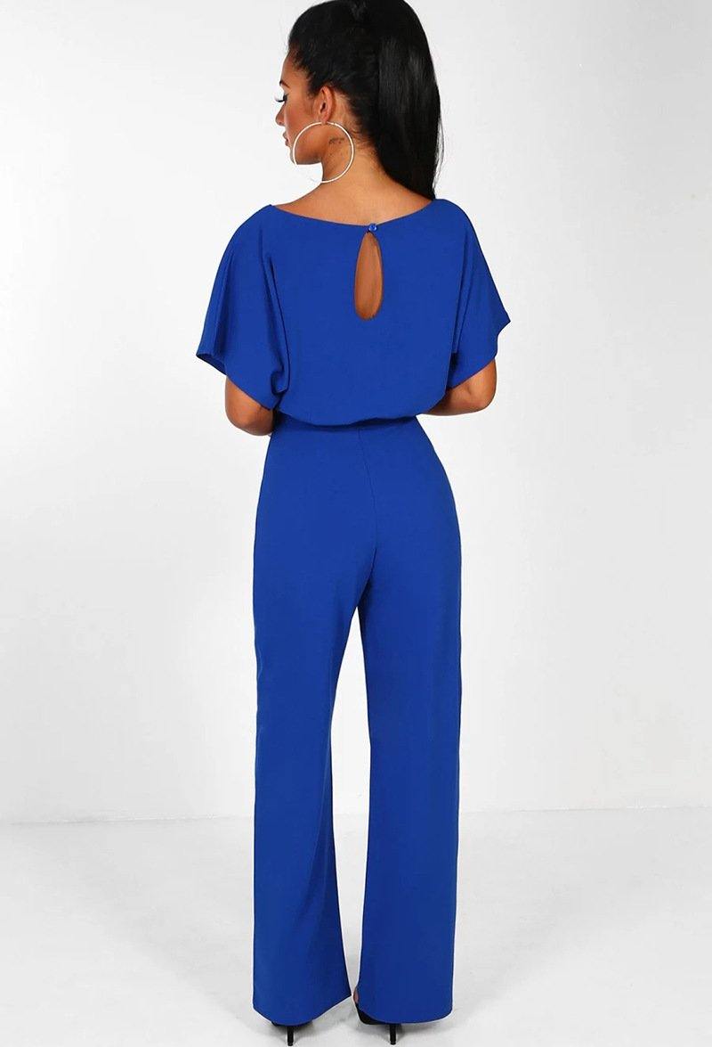 Women Summer Belt Short Sleeves Summer Jumpsuits-STYLEGOING