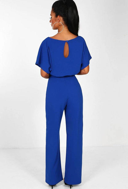 Women Summer Belt Short Sleeves Summer Jumpsuits-STYLEGOING