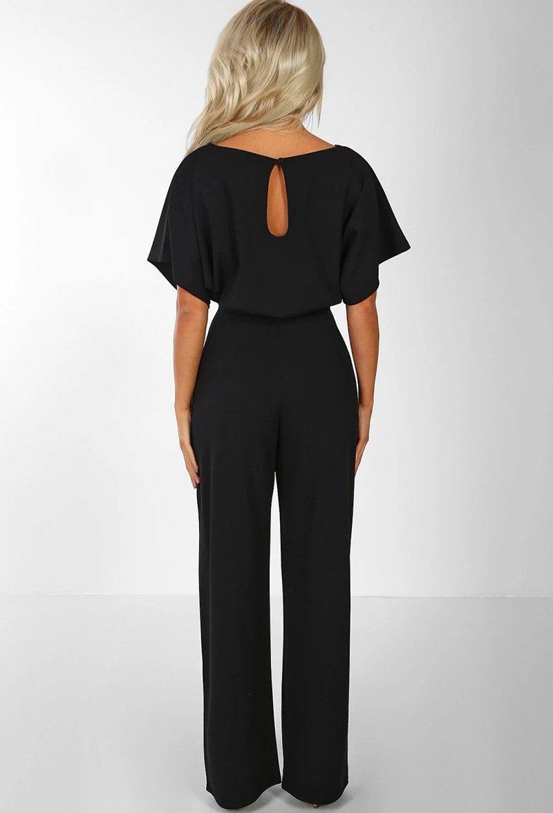 Women Summer Belt Short Sleeves Summer Jumpsuits-STYLEGOING