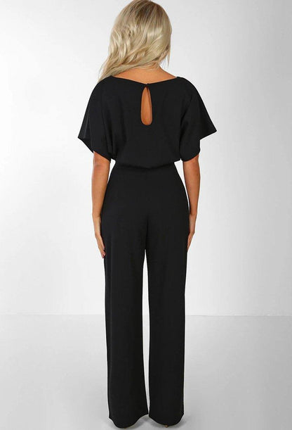 Women Summer Belt Short Sleeves Summer Jumpsuits-STYLEGOING