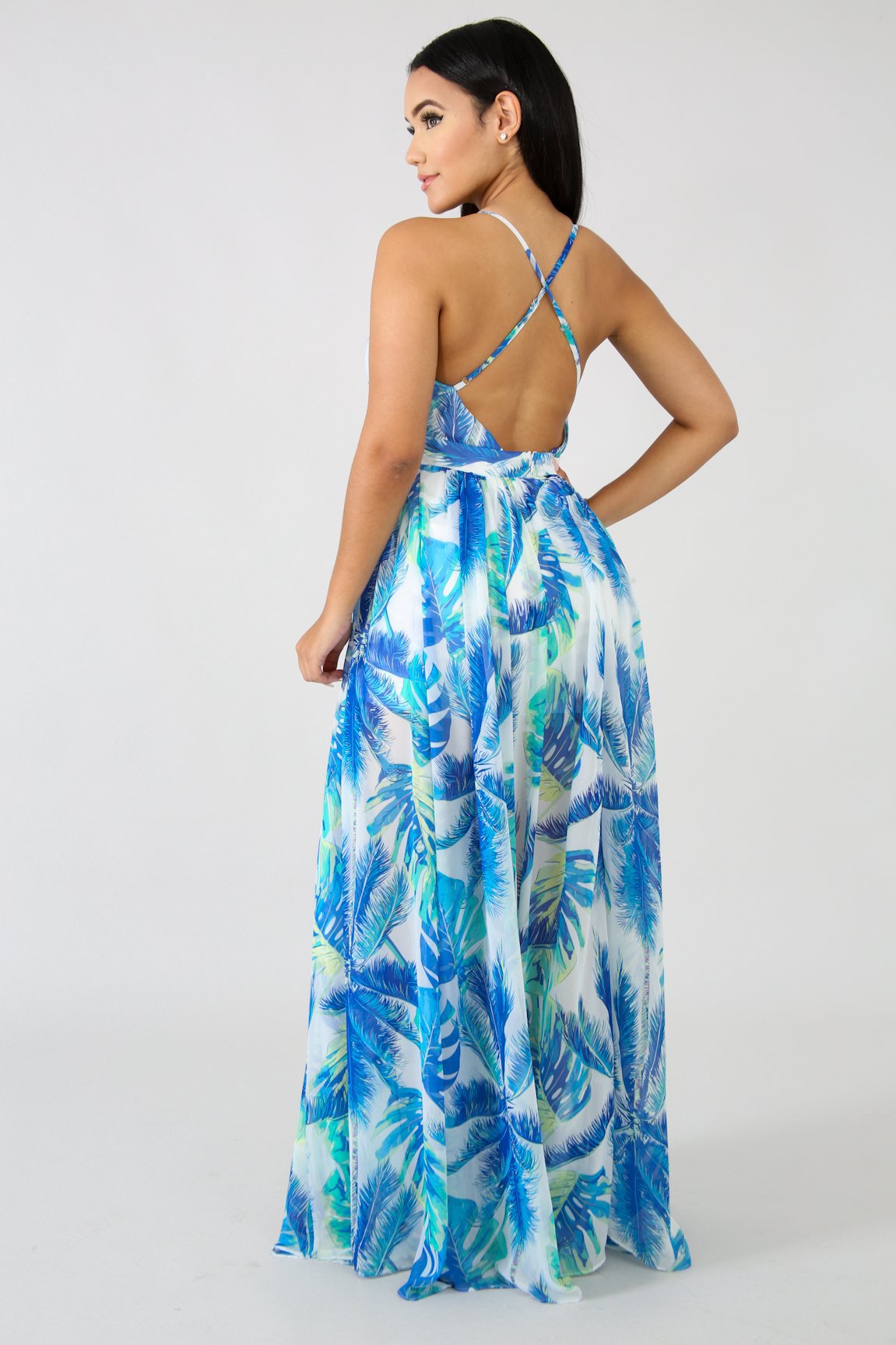 Summer Chiffon Deep V Neck Long Dresses