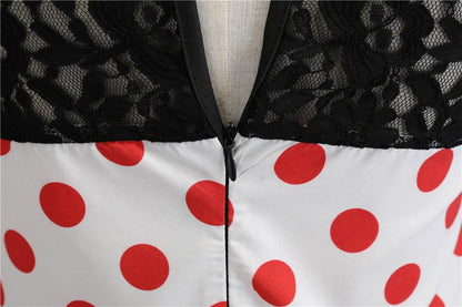 Summer Vintage Dot Print Sleeveless Dresses-STYLEGOING