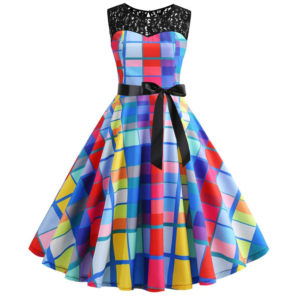 Summer Vintage Dot Print Sleeveless Dresses-STYLEGOING