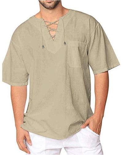 Hot Selling Linen Men Short Sleeves Shirts-STYLEGOING